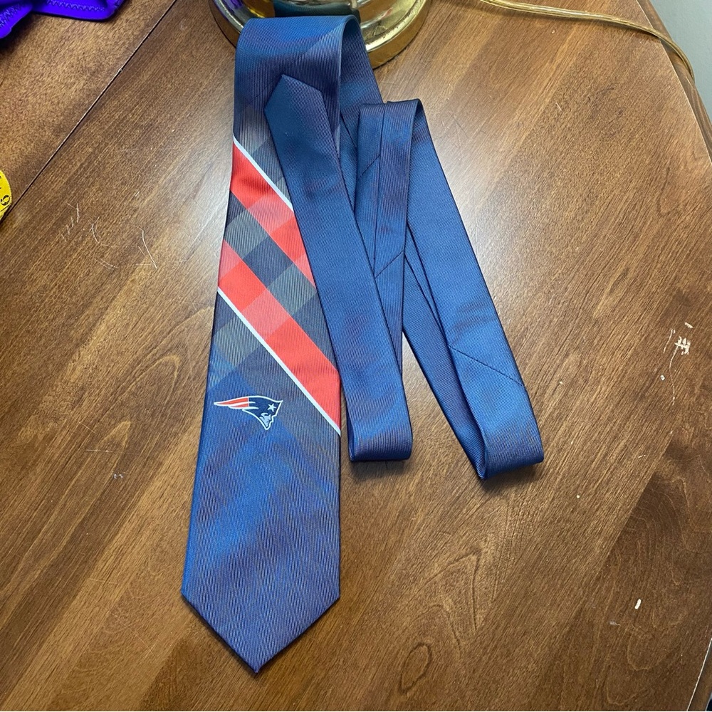 NFL New England Patriots Blue and Red Plaid Men's Tie